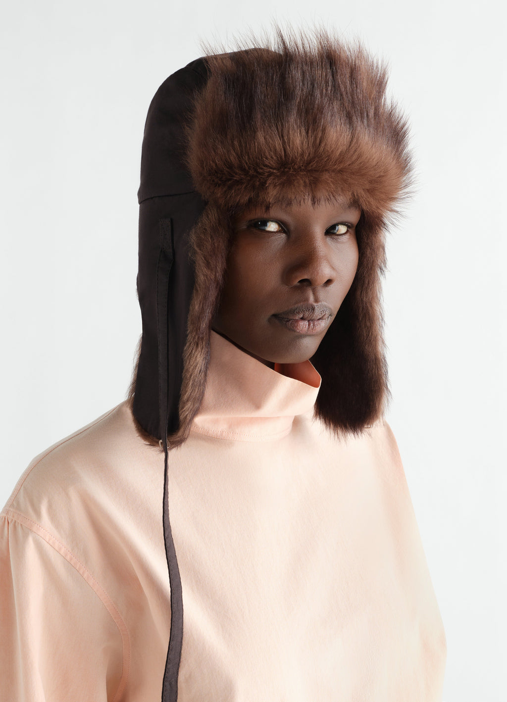 FUZZY CHAPKA IN SHEARLING LAMB LEATHER