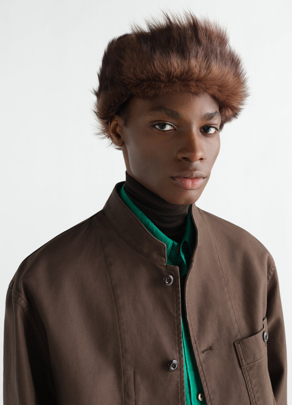 FUZZY CHAPKA IN SHEARLING LAMB LEATHER