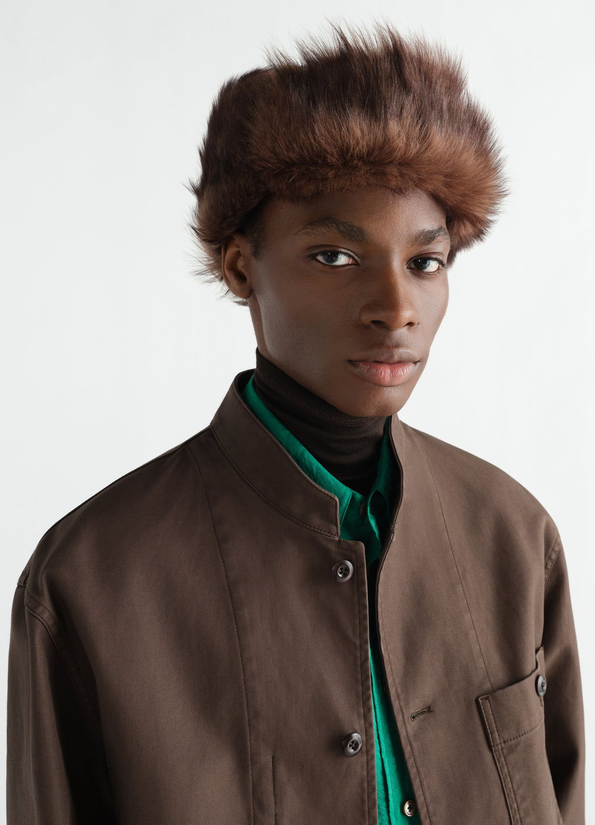FUZZY CHAPKA IN SHEARLING LAMB LEATHER