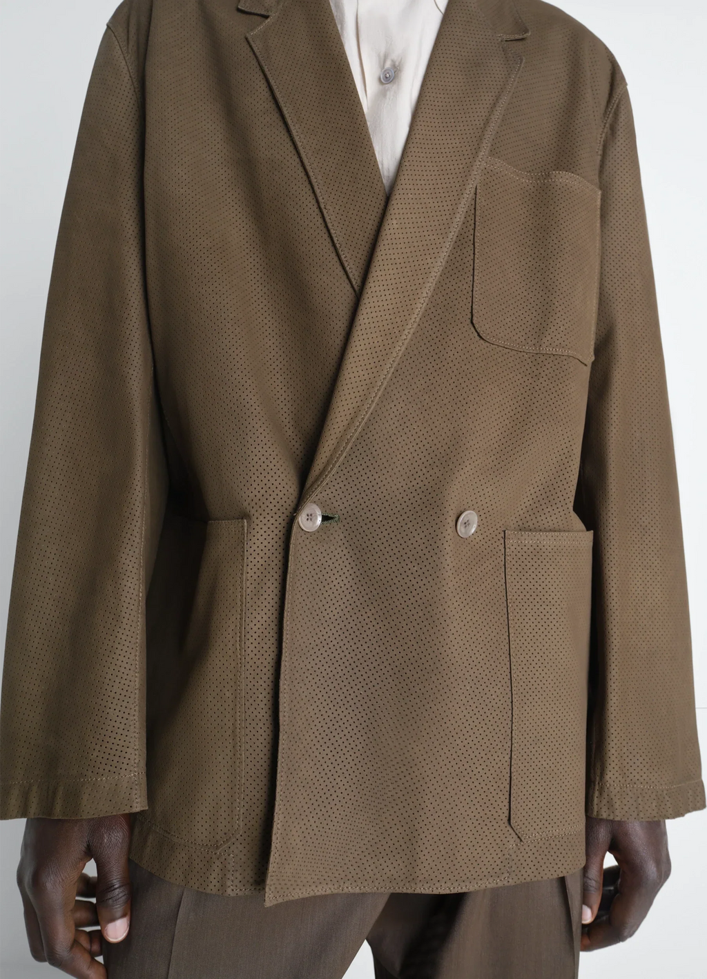 VESTE TAILLEUR À DOUBLE BOUTONNAGE EN NUBUCK