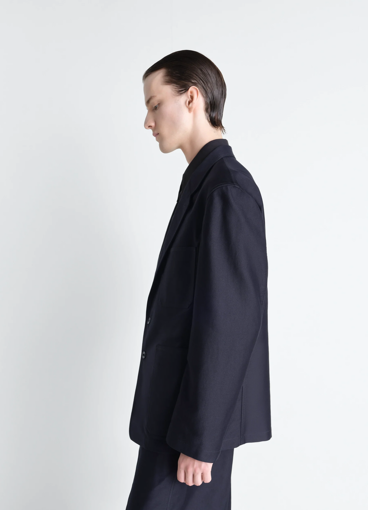 SINGLE BREASTED WORKWEAR JACKET IN COTTON SATIN