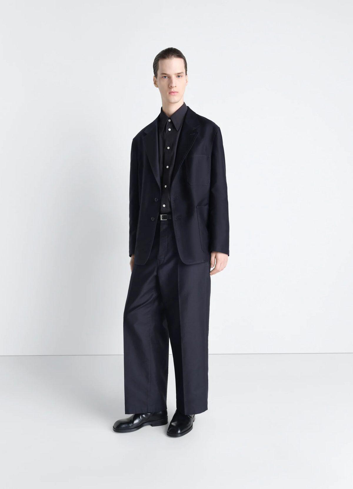 SINGLE BREASTED WORKWEAR JACKET IN COTTON SATIN