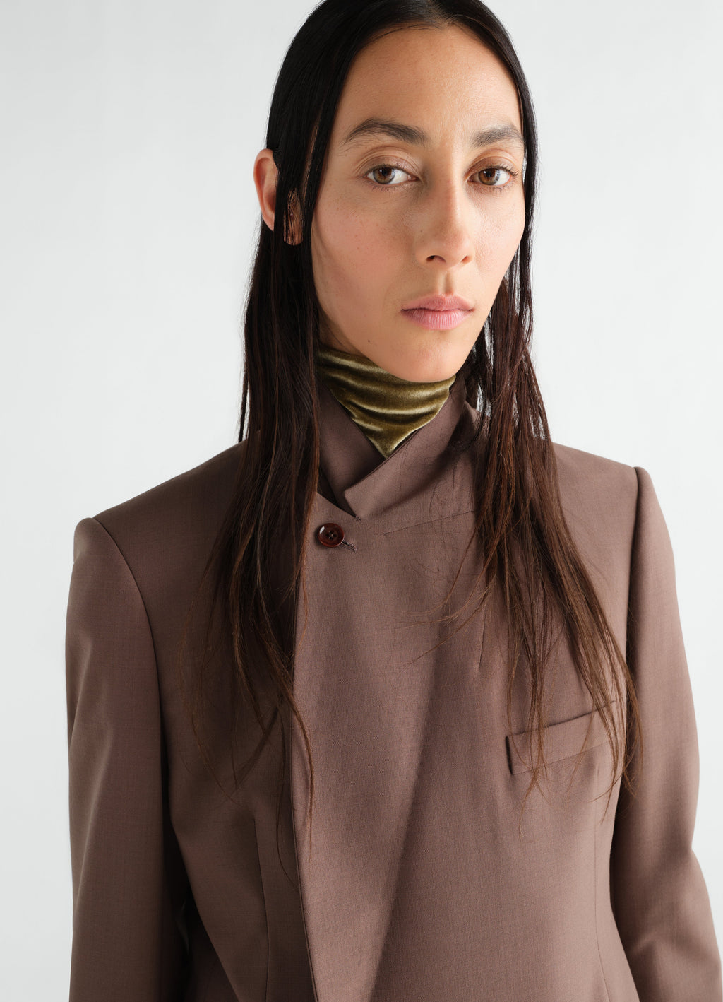 VESTE TAILLEUR CROISÉE EN MÉLANGE DE LAINE TROPICALE