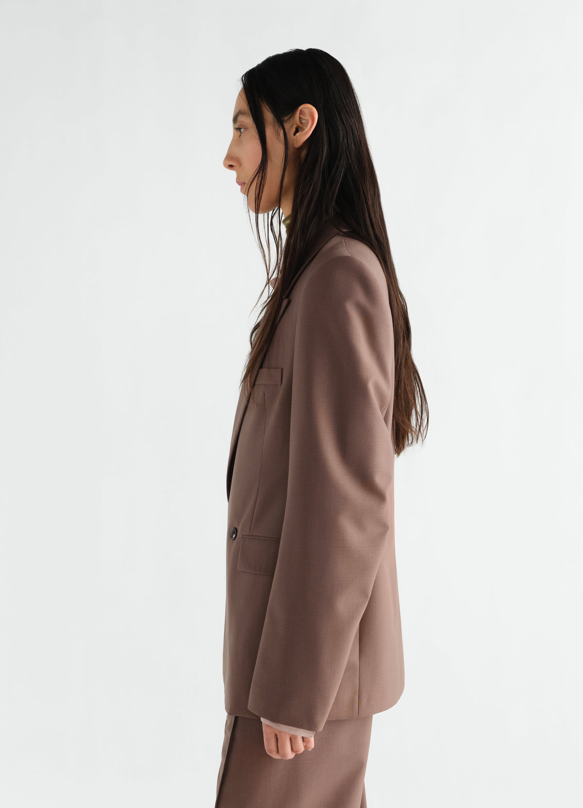 VESTE TAILLEUR CROISÉE EN MÉLANGE DE LAINE TROPICALE