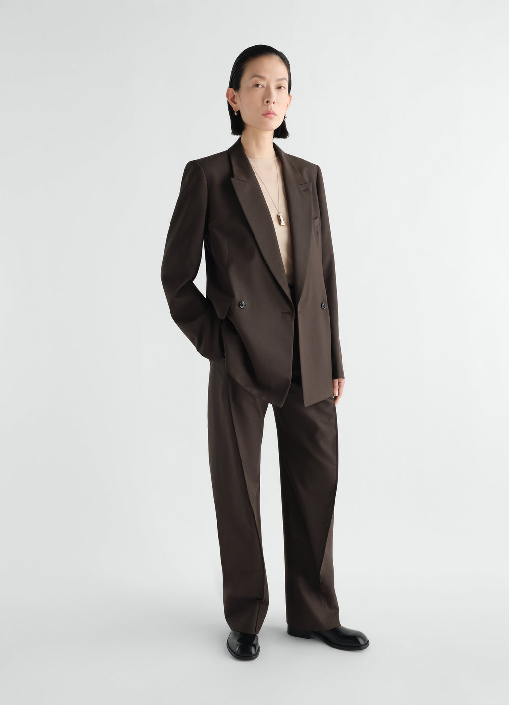 VESTE TAILLEUR CROISÉE EN MÉLANGE DE LAINE TROPICALE