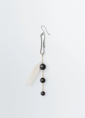 BOUCLE D'OREILLE POINT AVEC ONYX ET PLUME DE COQ
