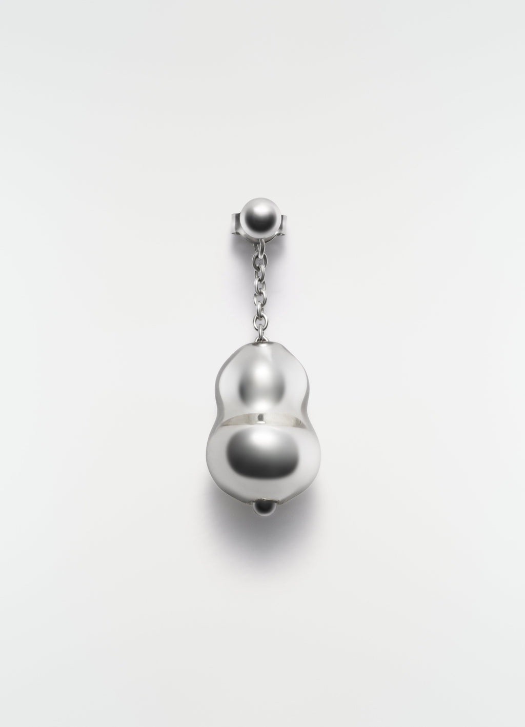 GLASS BLOWN SINGLE PENDANT EARRING IN RHODIUM SILVER