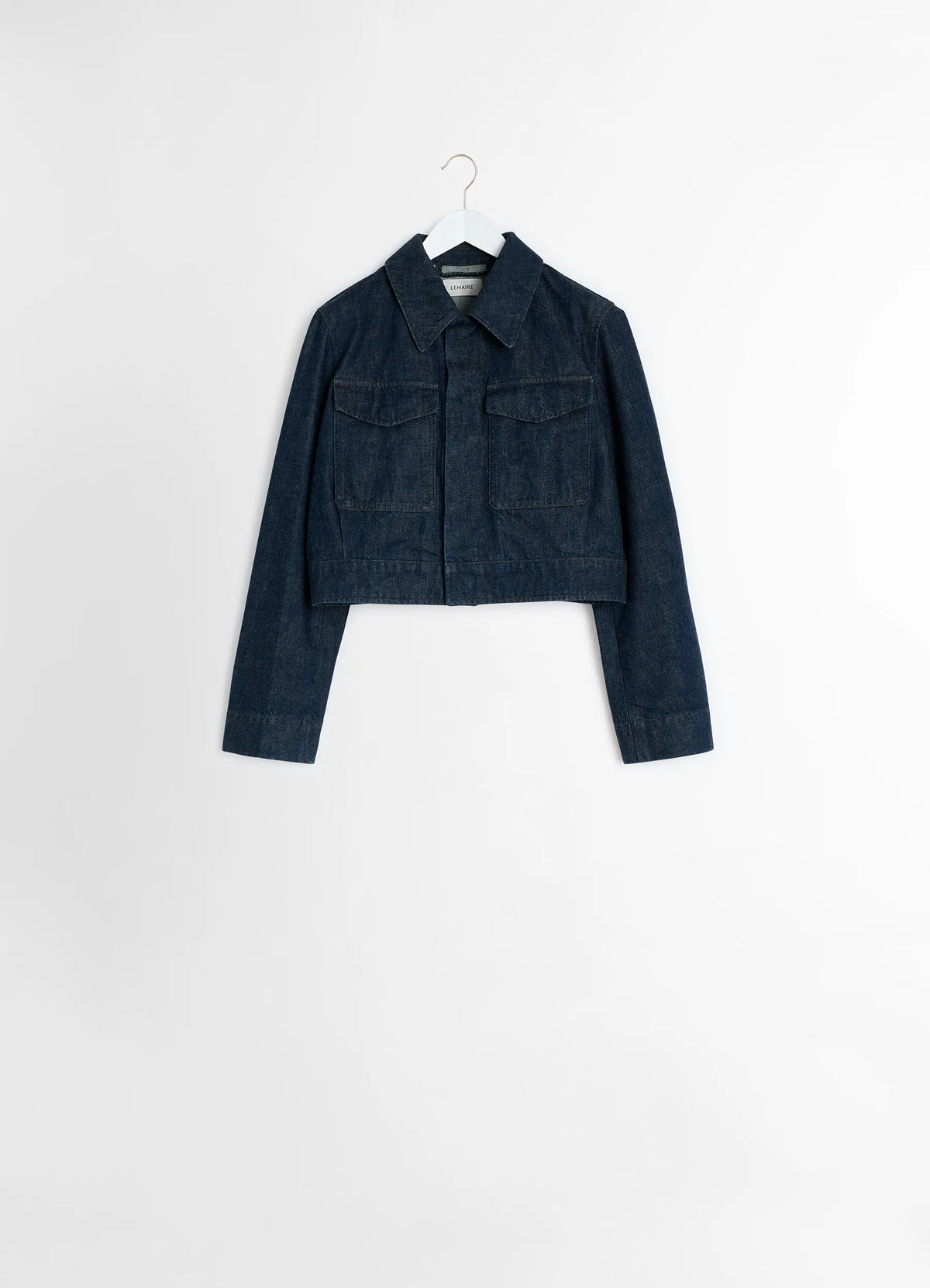 VESTE COURTE À DEUX POCHES EN DENIM INDIGO ÉPAIS