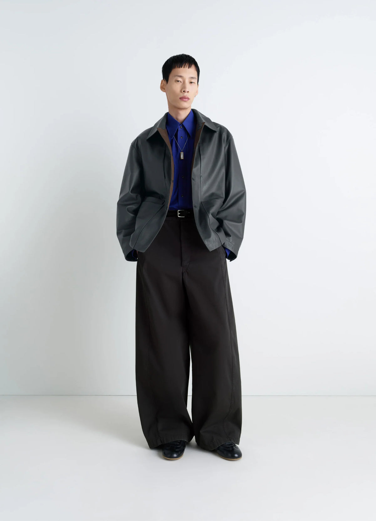 LEATHER WORKWEAR JACKET IN GRAINED COW LEAHER