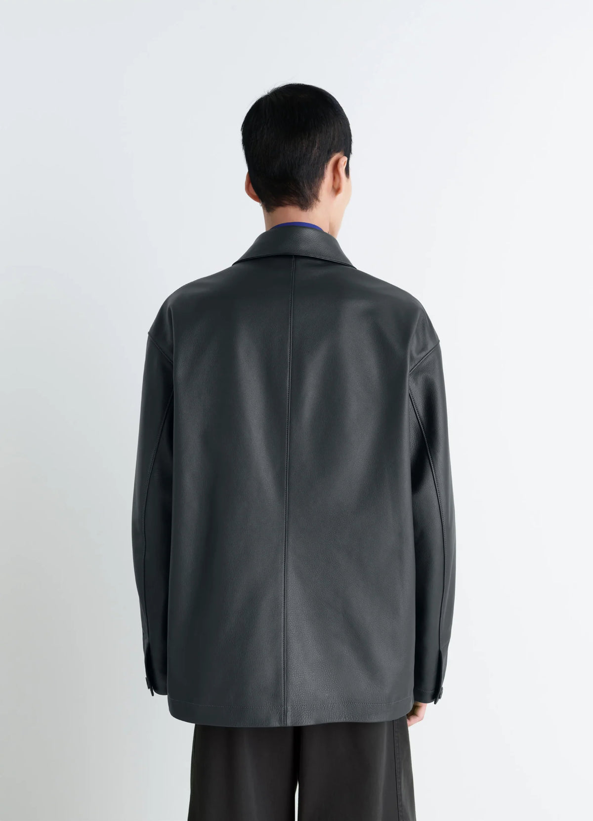 LEATHER WORKWEAR JACKET IN GRAINED COW LEAHER
