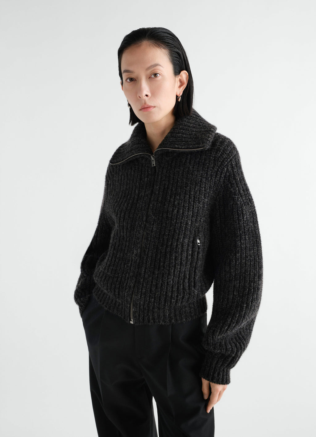 ZIPPED CARDIGAN IN YAK ALPACA