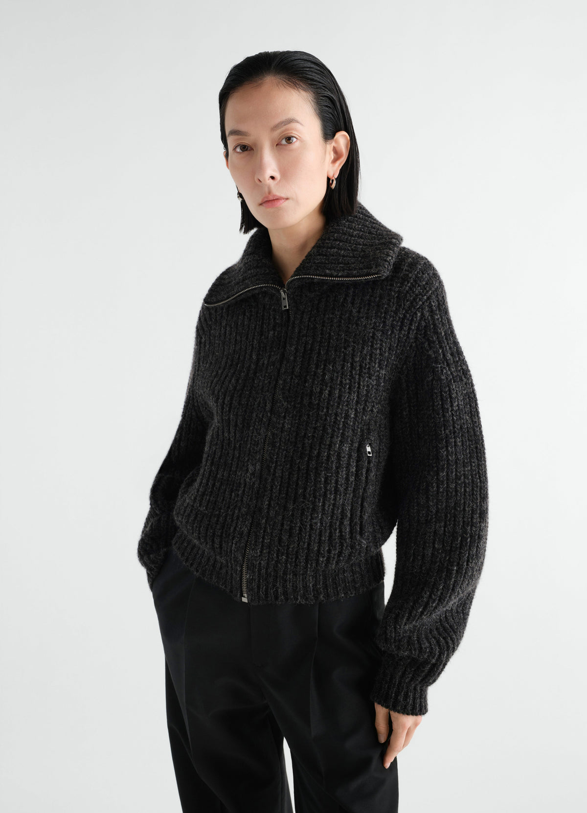 ZIPPED CARDIGAN IN YAK ALPACA