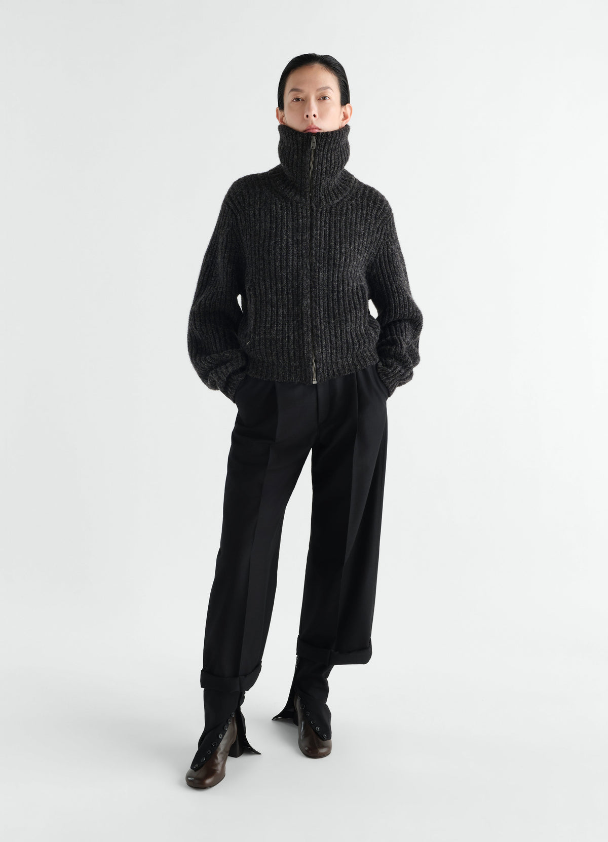 ZIPPED CARDIGAN IN YAK ALPACA