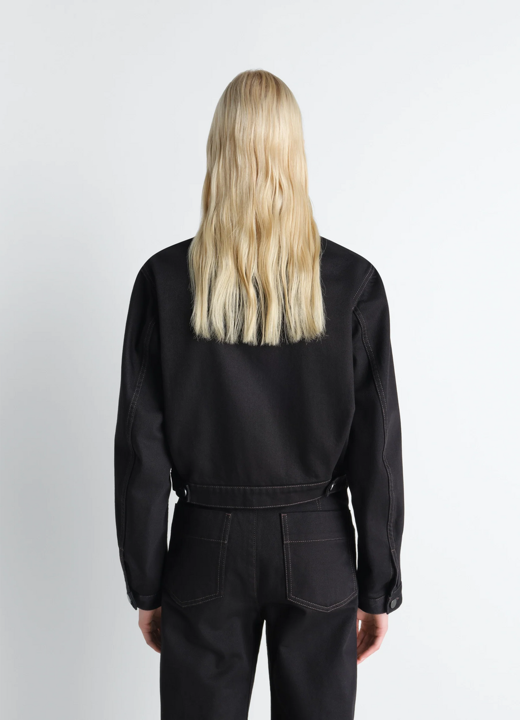 CROPPED BLOUSON IN HEAVY BLACK DENIM