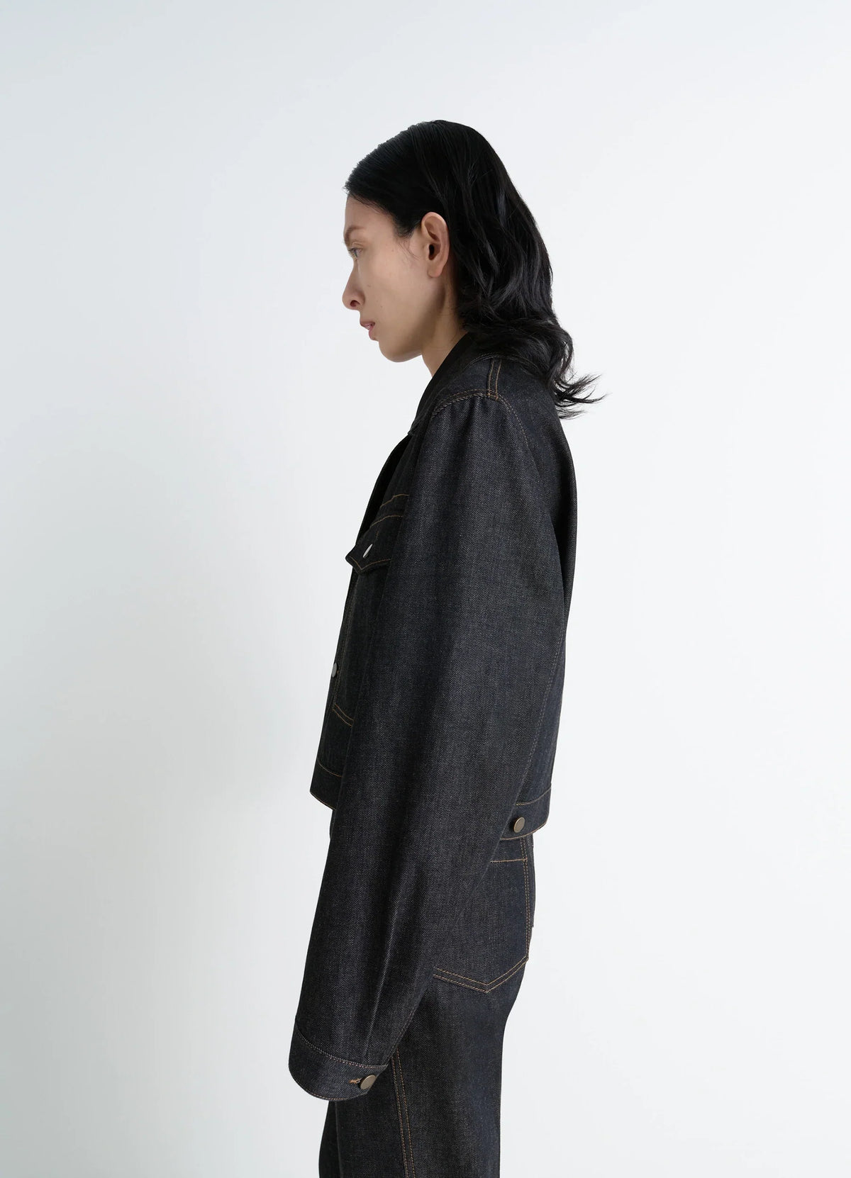 BLOUSON COURT EN DENIM ARDOISE ÉPAIS