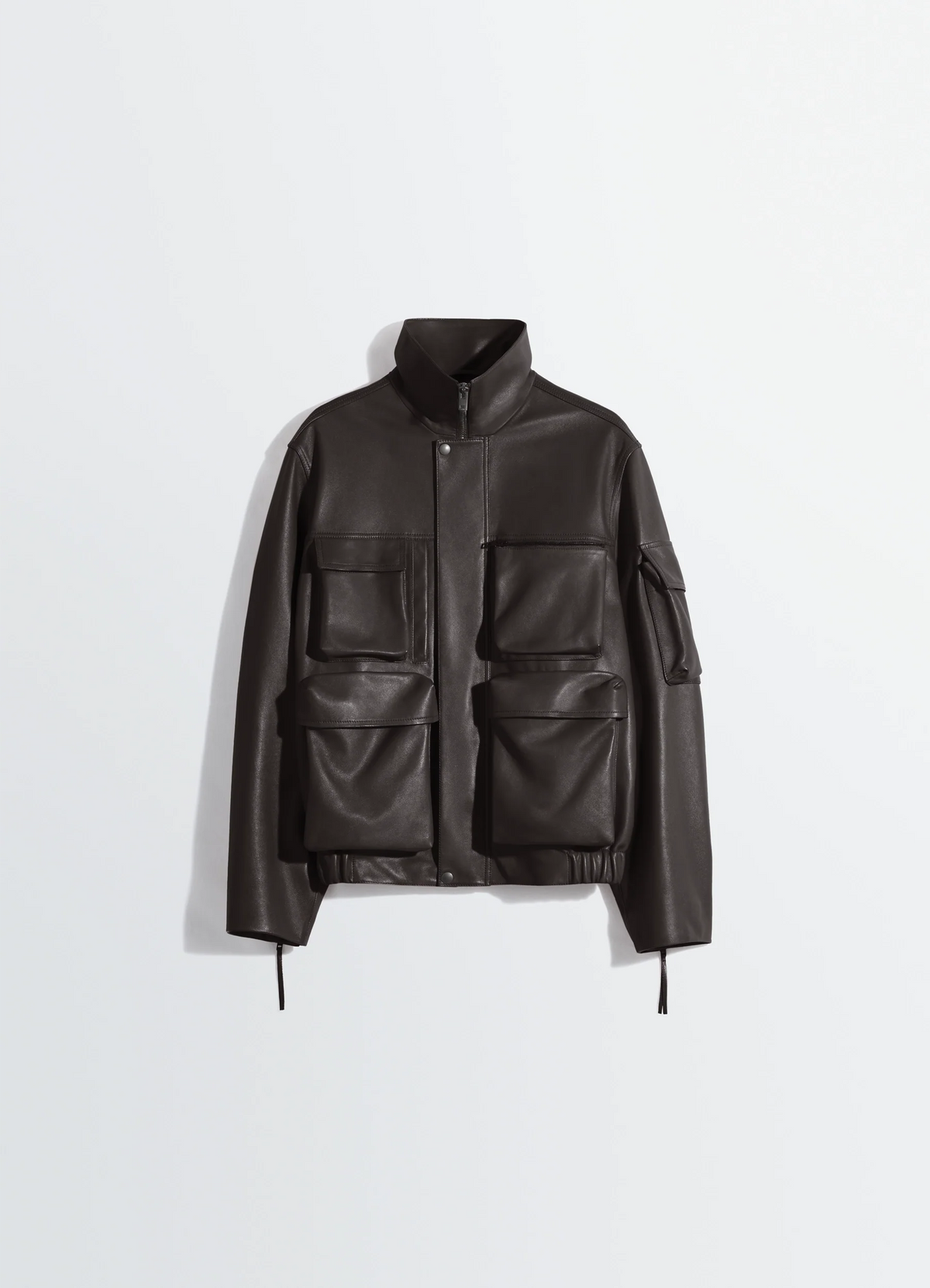 BLOUSON EN CUIR ÉPAIS AVEC POCHES
