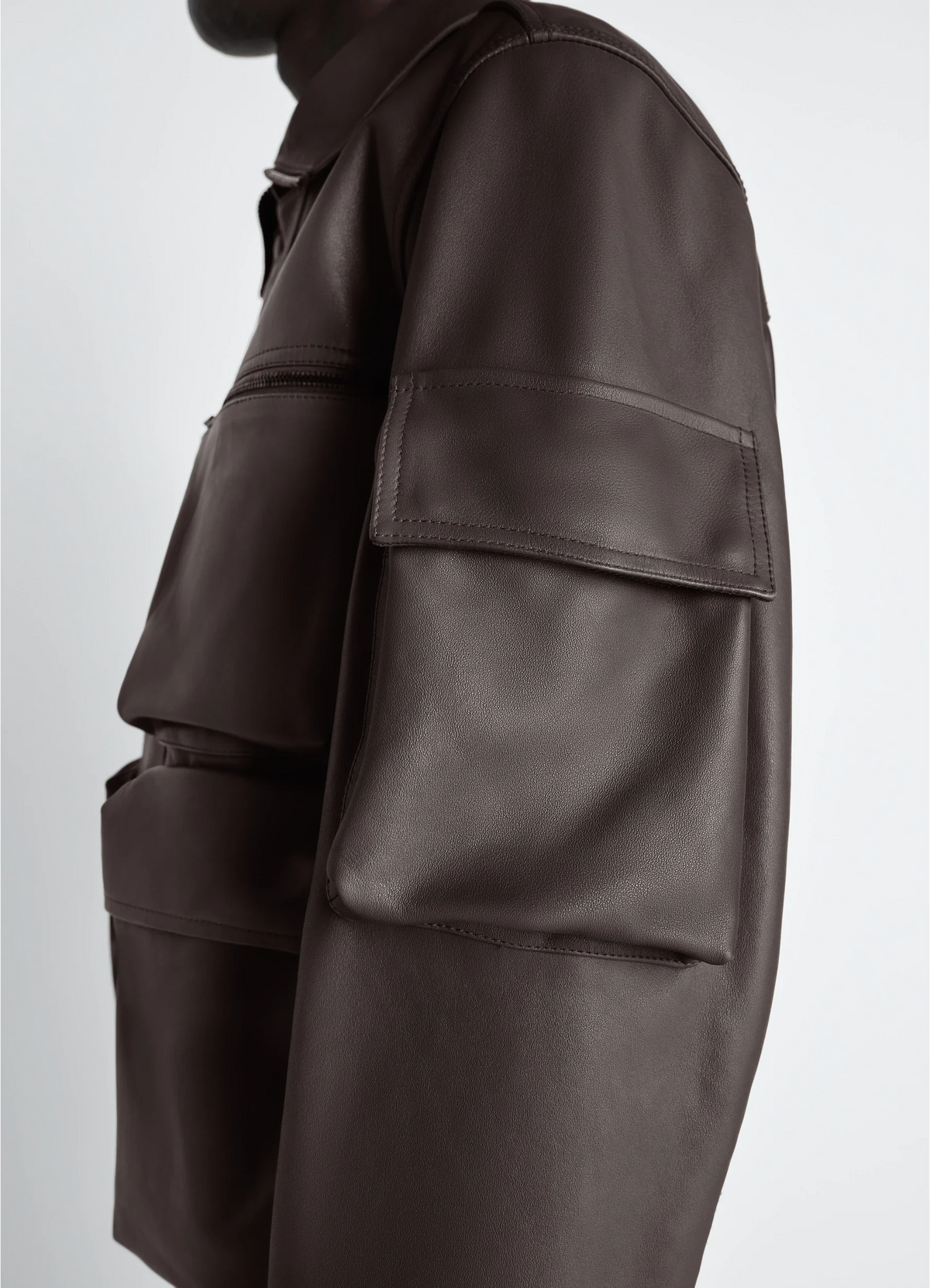 LEATHER BLOUSON WITH POCKETS IN HEAVY COW LEATHER