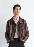 BLOUSON EN CUIR SOUPLE EN CUIR DE VACHETTE TYPE PAPIER