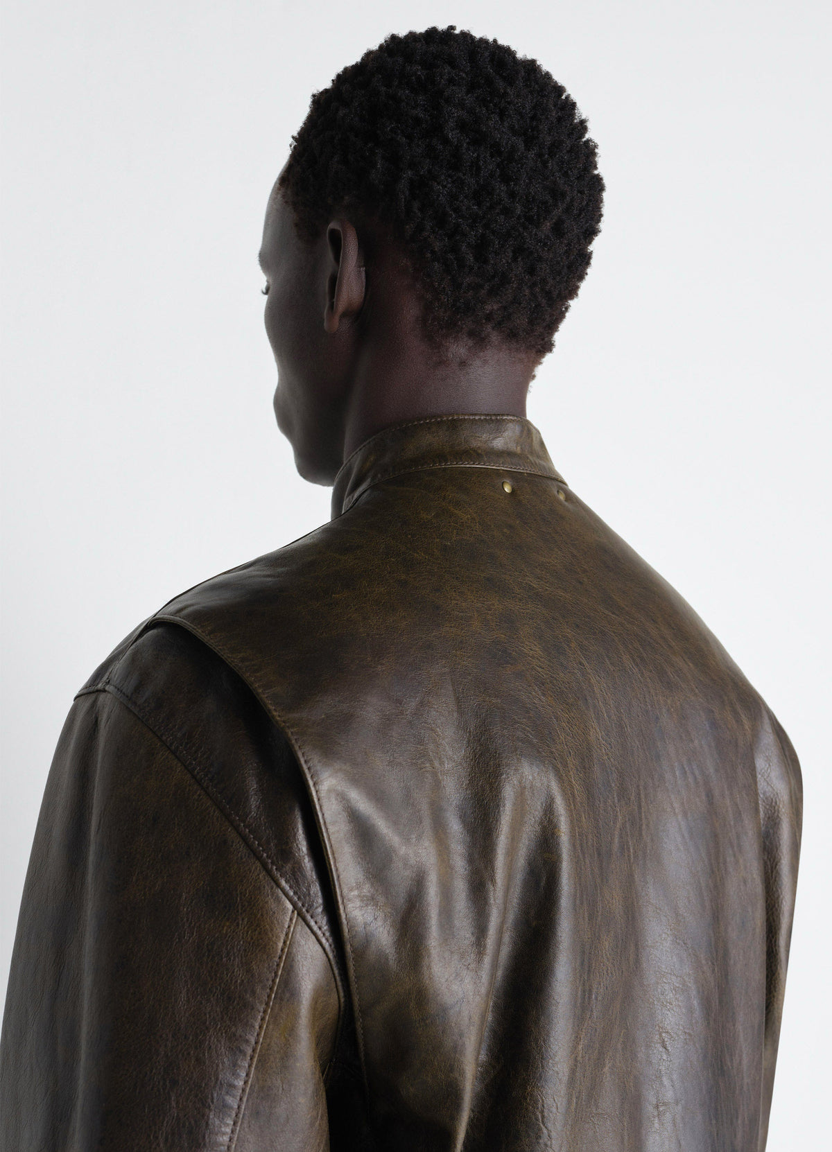 BOXY BIKER JACKET IN WAXY COW LEATHER
