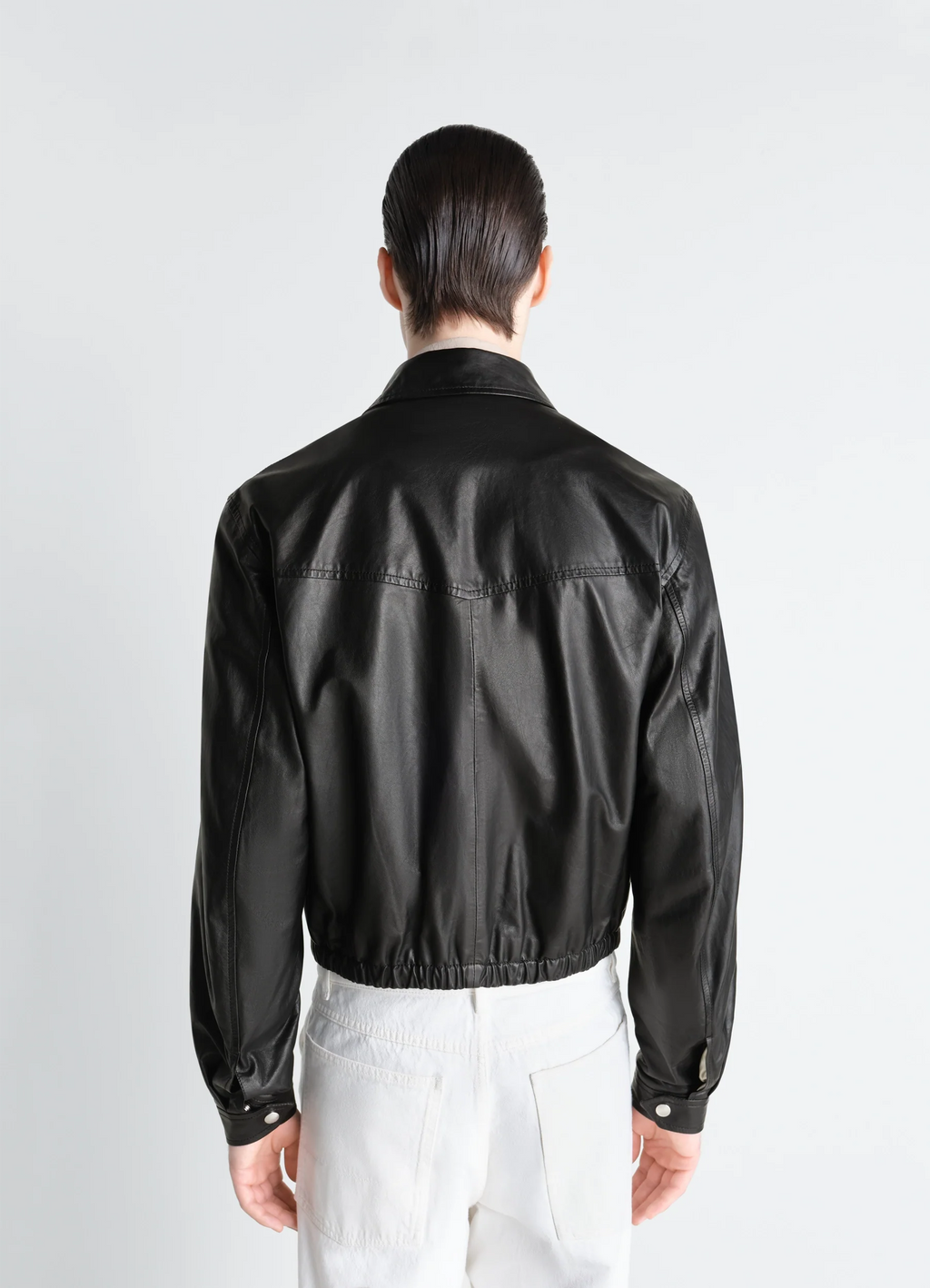 BLOUSON DE MOTARD EN CUIR DE VACHETTE EFFET PAPIER