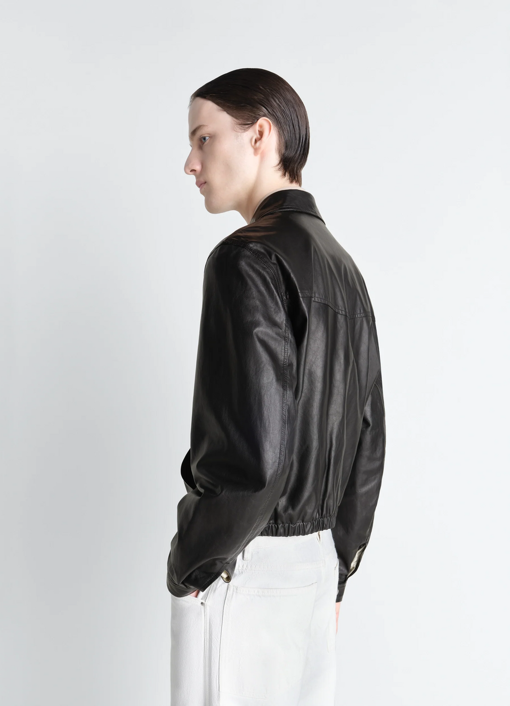 BLOUSON DE MOTARD EN CUIR DE VACHETTE EFFET PAPIER
