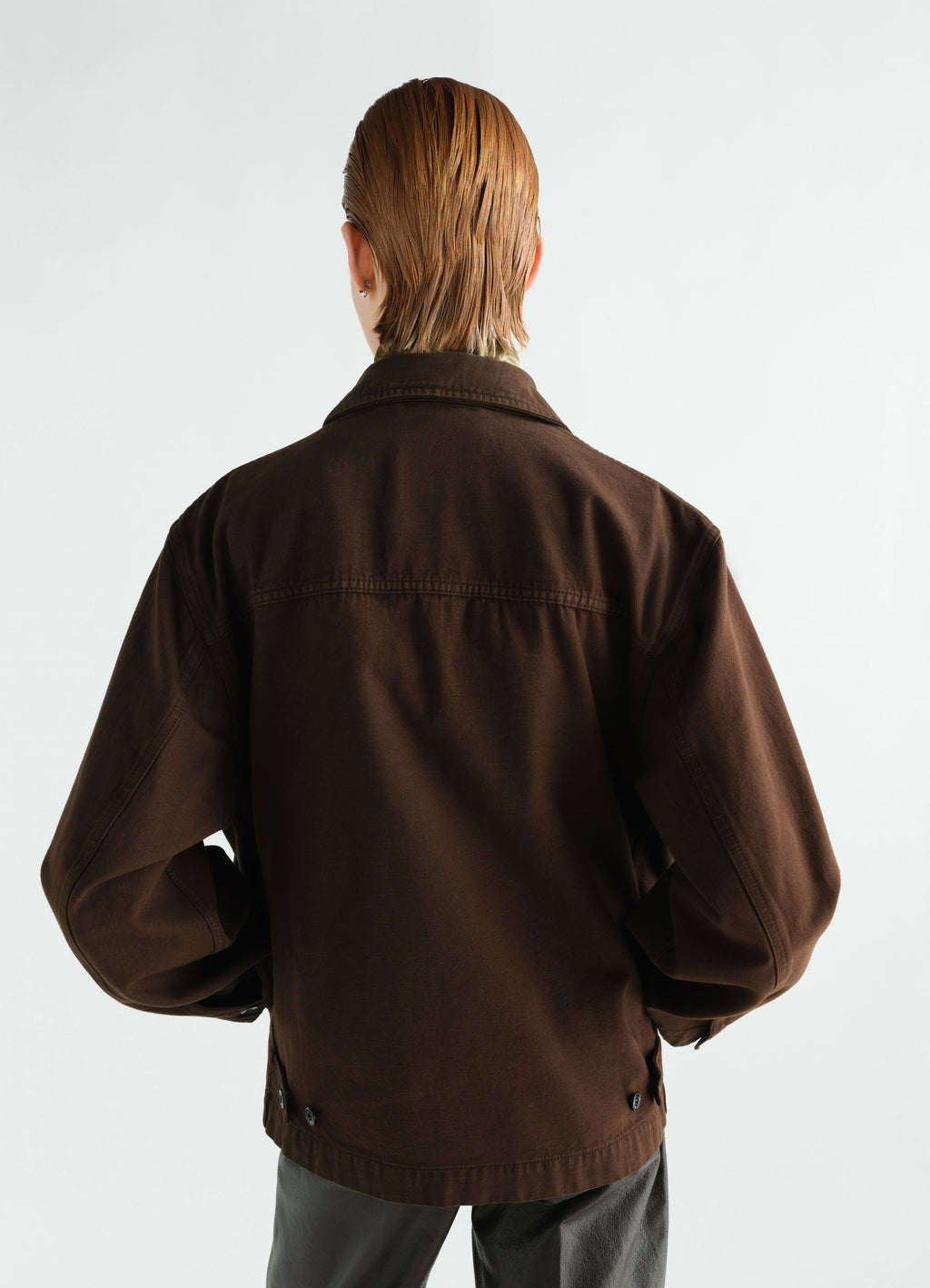 VESTE BOXEE EN TWILL ÉPAIS TEINT EN PIÈCE