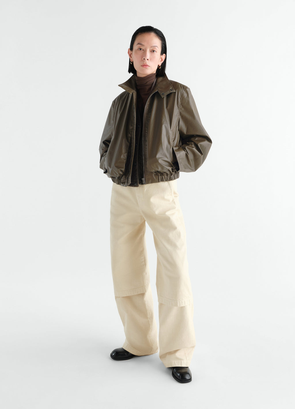 ZIPPED BLOUSON IN WATERPROOF COTTON