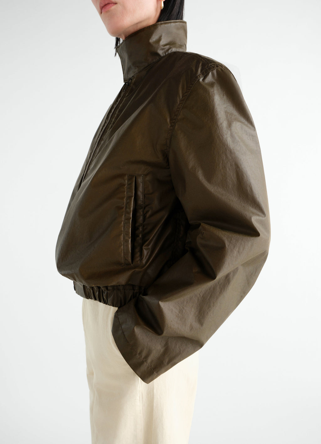 ZIPPED BLOUSON IN WATERPROOF COTTON