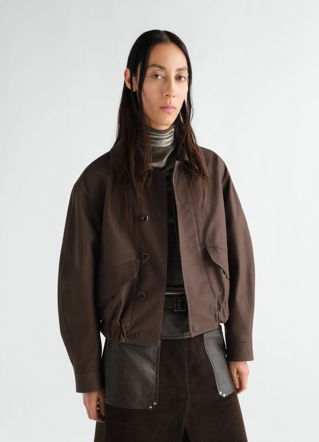 BLOUSON COURT EN SERGÉ DE COTON ÉPAIS