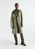 TRENCH-COAT EN LIN ENDUIT BRILLANT DÉPERLANT