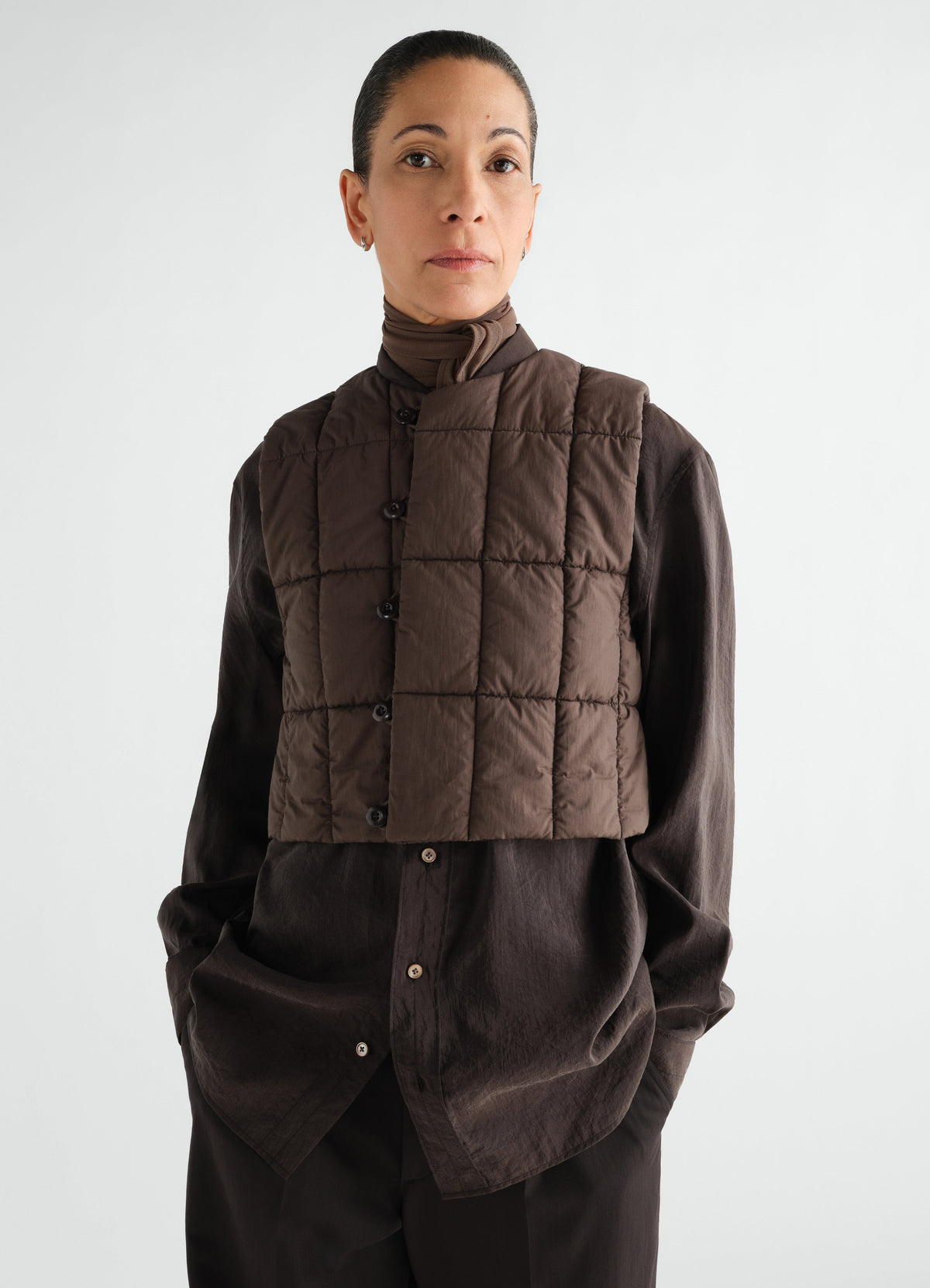 WADDED GILET IN WATER REPELLENT COTTON NYLON