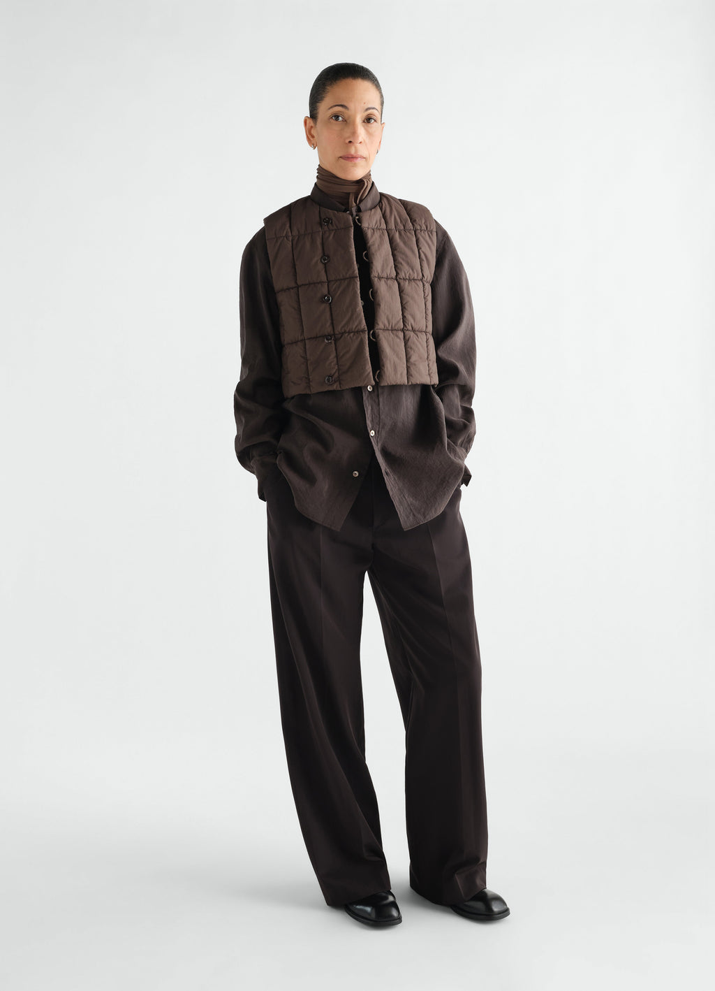 GILET OUATÉ EN COTON NYLON DÉPERLANT