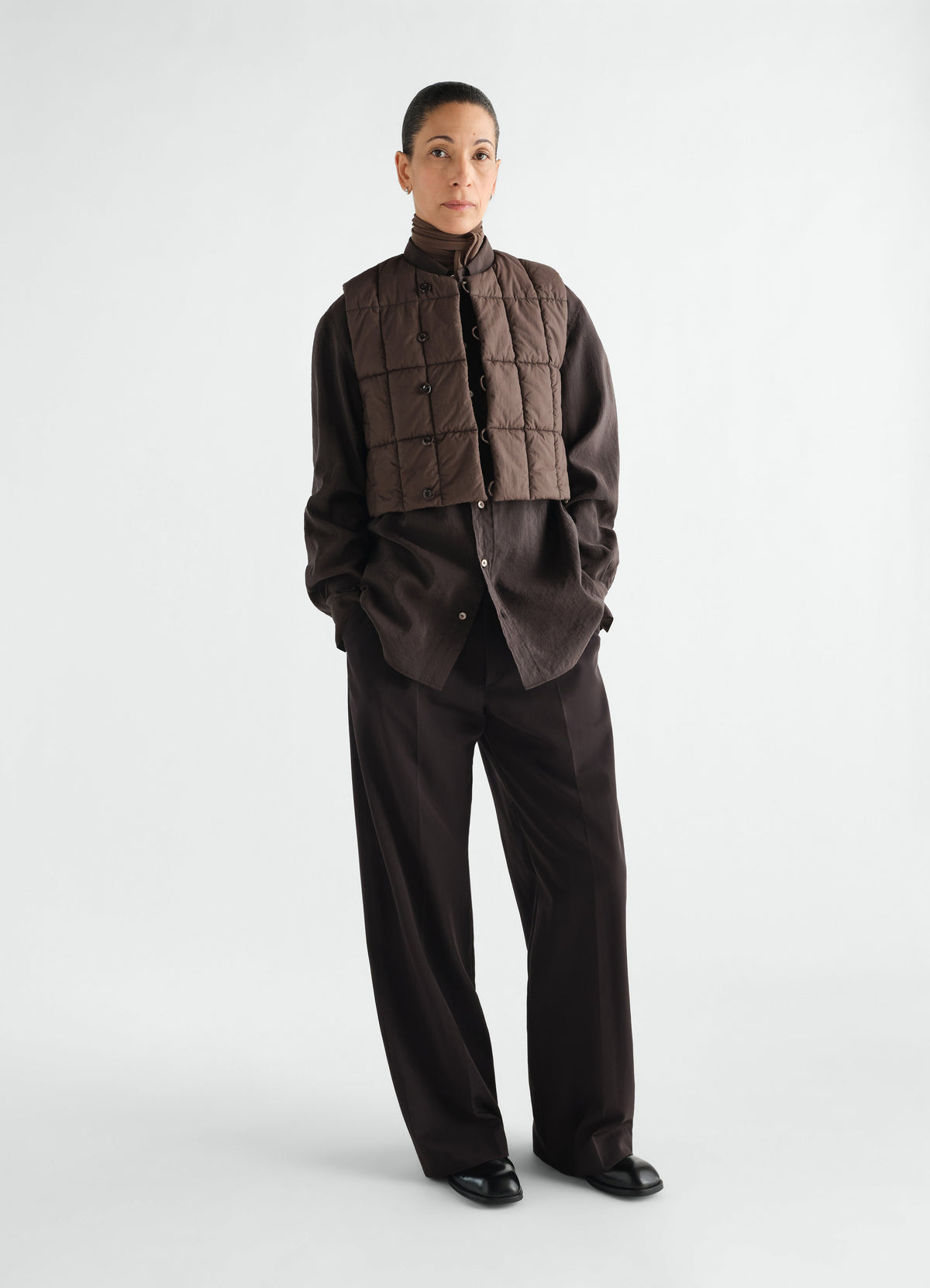 WADDED GILET IN WATER REPELLENT COTTON NYLON