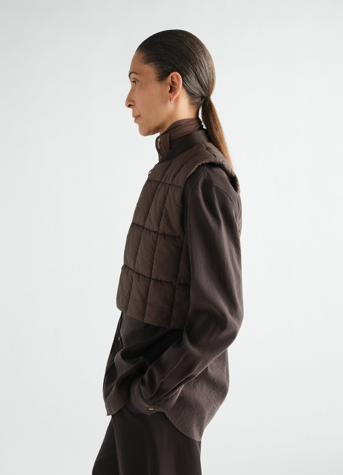WADDED GILET IN WATER REPELLENT COTTON NYLON