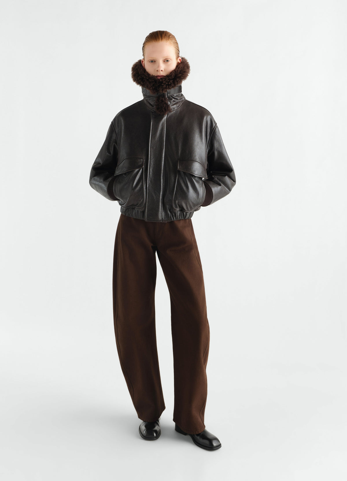 PILOT BLOUSON IN SHINY COW LEATHER