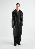 IMPERMÉABLE LONG EN COTON ET LIN CAOUTCHOUTÉ