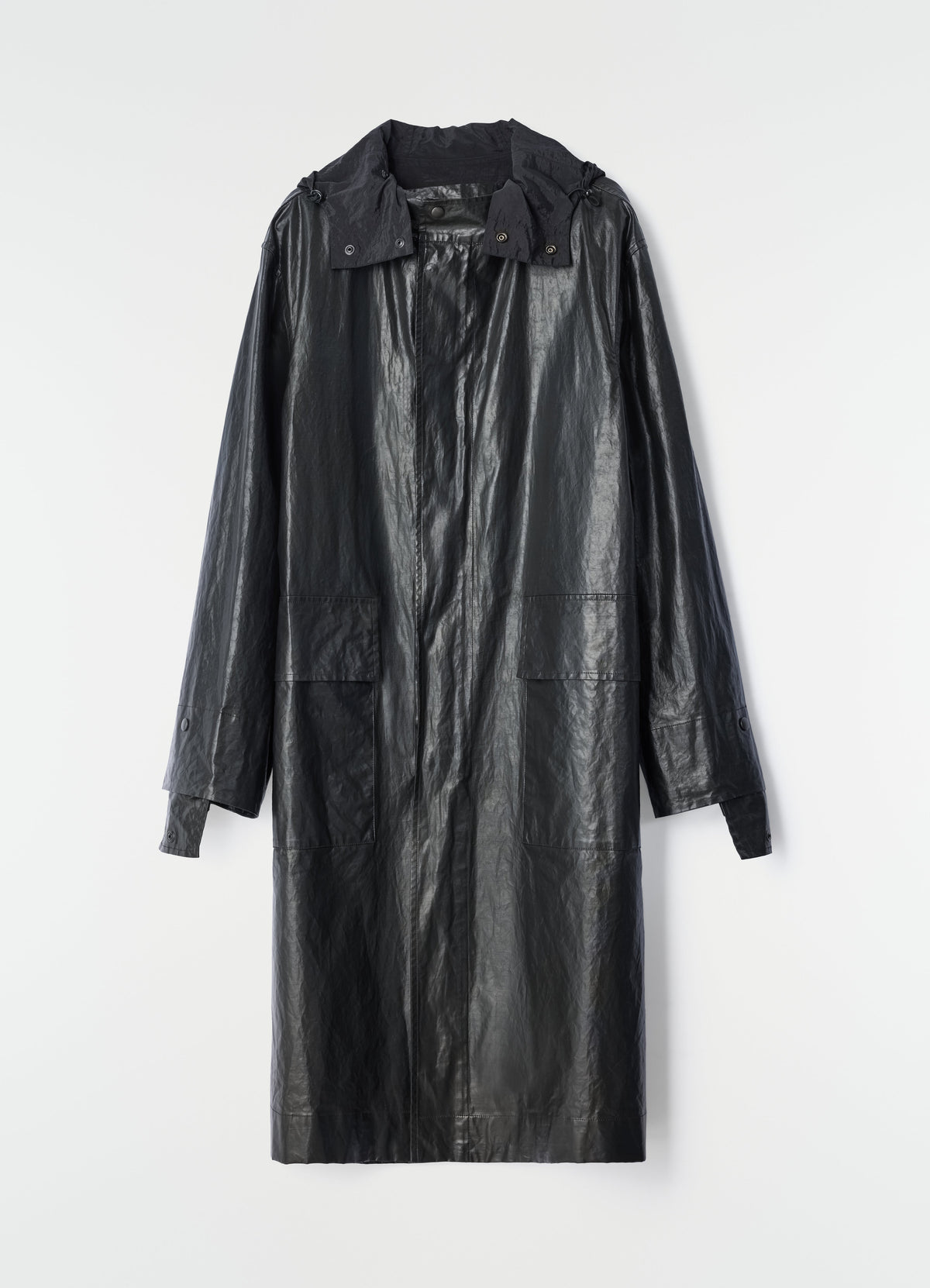 IMPERMÉABLE LONG EN COTON ET LIN CAOUTCHOUTÉ