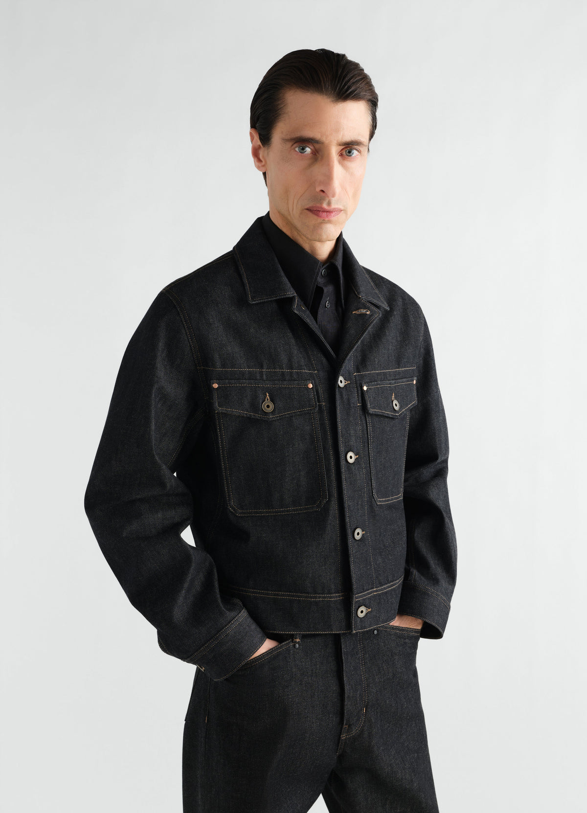 VESTE TRUCKER EN DENIM LOURD ARDOISE