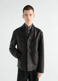 VESTE SIMPLE BOUTONNAGE EN AGNEAU GRAINÉ