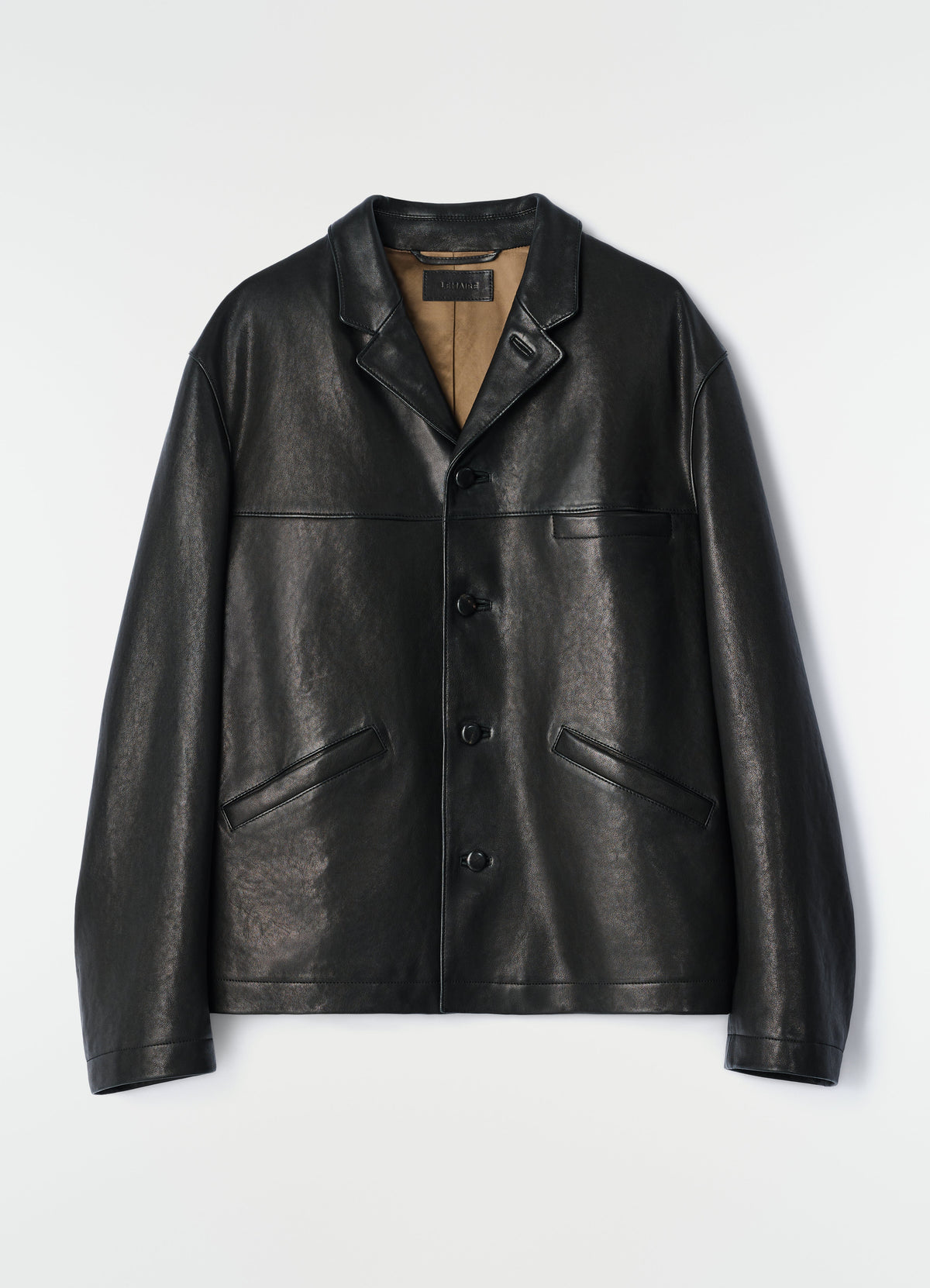 VESTE SIMPLE BOUTONNAGE EN AGNEAU GRAINÉ