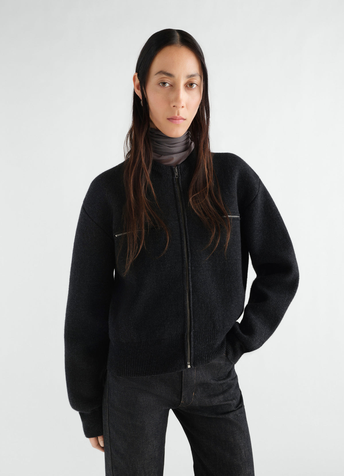 ZIPPED TOP IN ALPACA BLEND