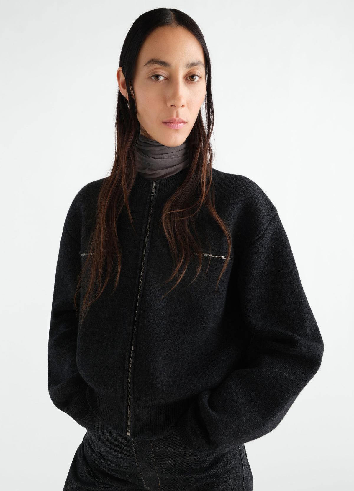 ZIPPED TOP IN ALPACA BLEND