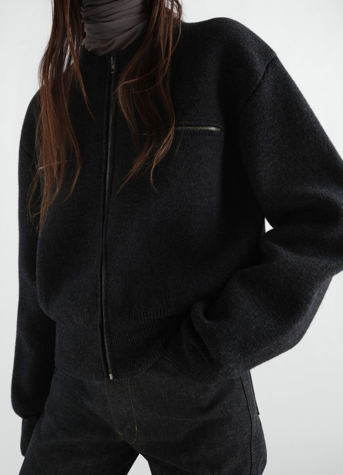 ZIPPED TOP IN ALPACA BLEND