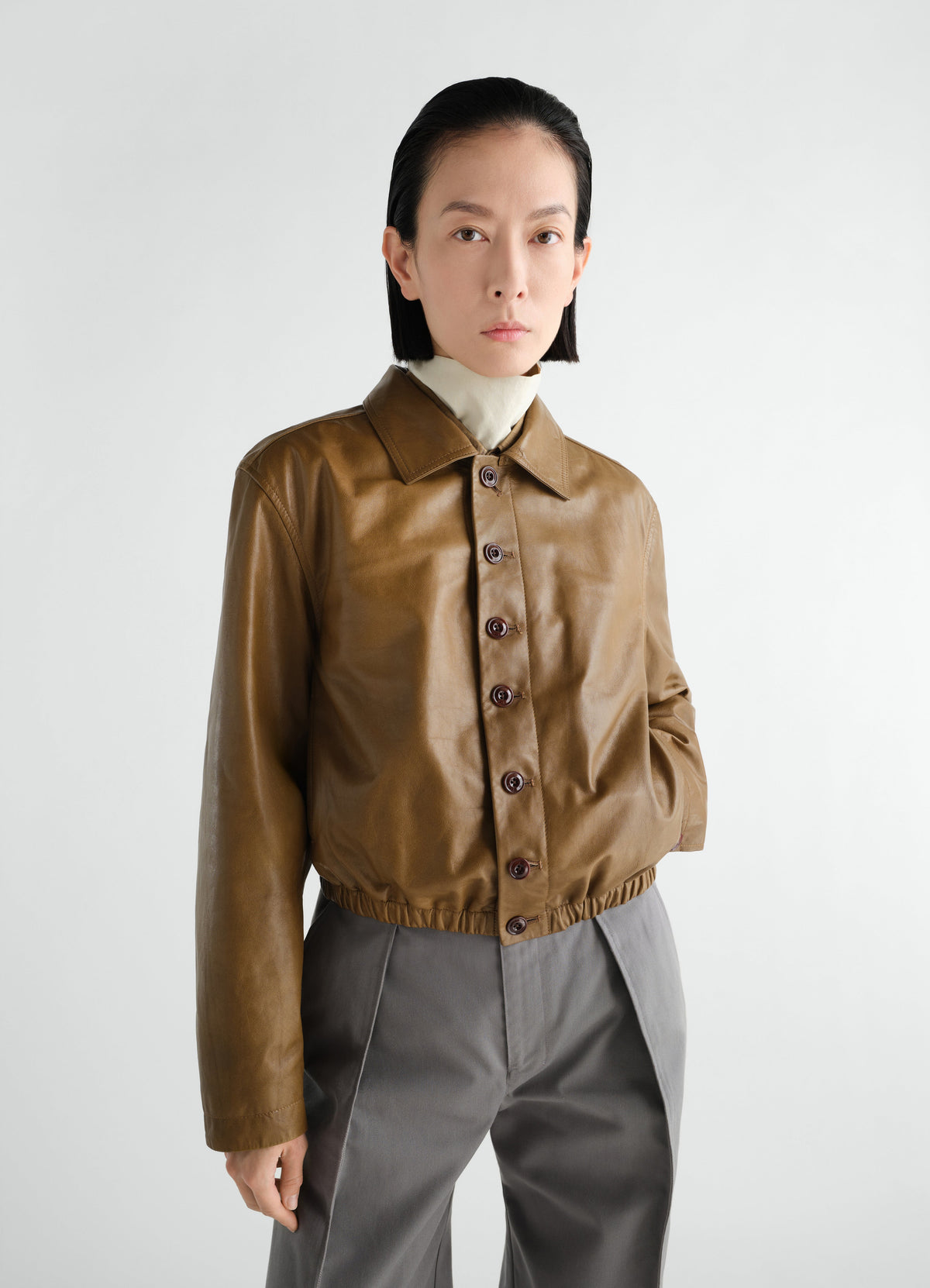 SOFT LEATHER BLOUSON IN PAPER COW LEATHER