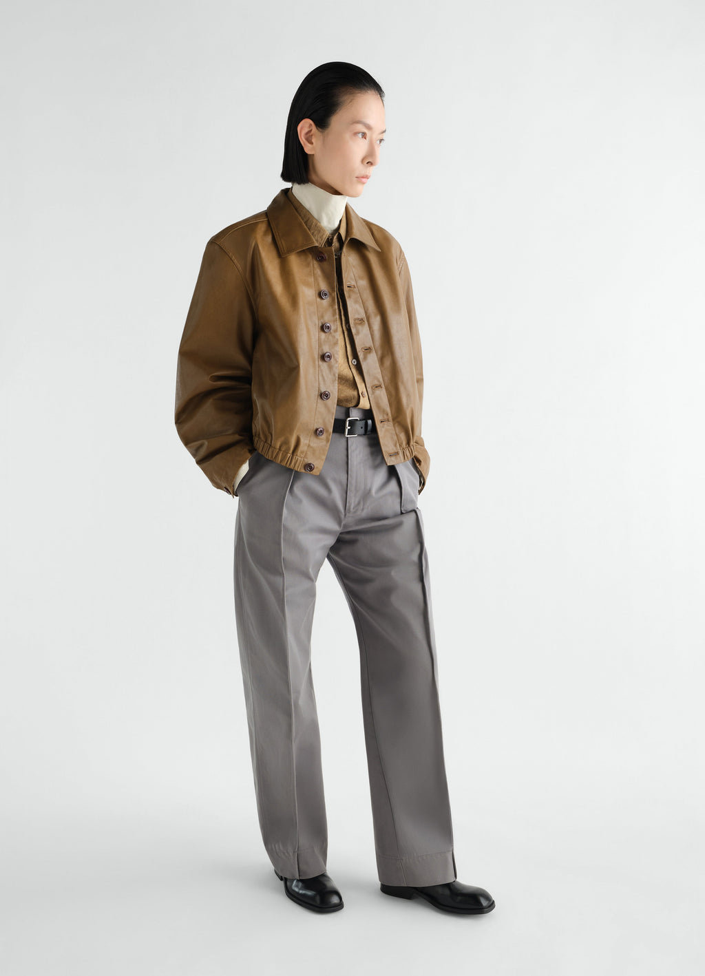 SOFT LEATHER BLOUSON IN PAPER COW LEATHER