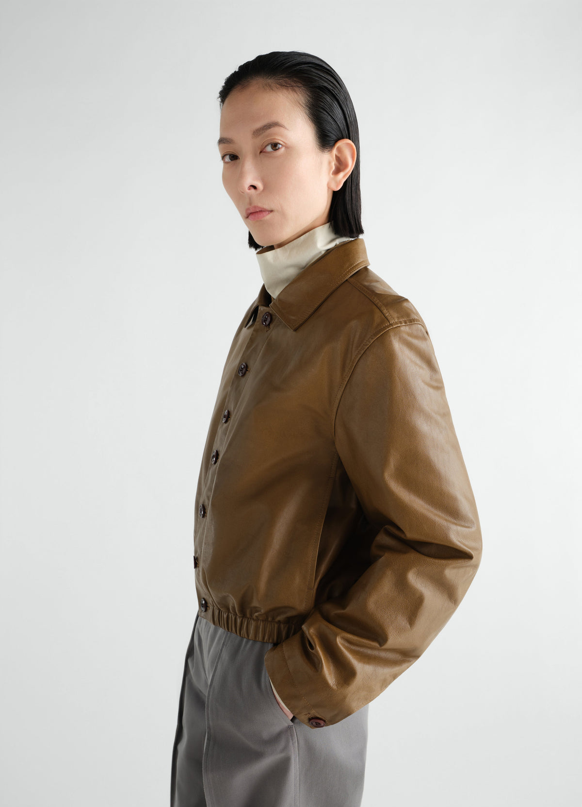 SOFT LEATHER BLOUSON IN PAPER COW LEATHER