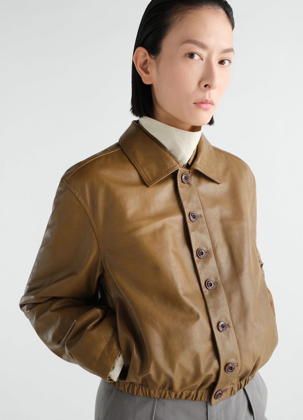 SOFT LEATHER BLOUSON IN PAPER COW LEATHER