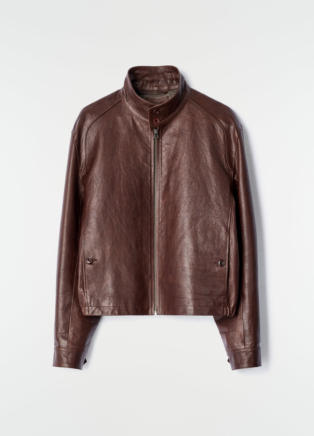 LEATHER HARRINGTON BLOUSON IN GLOSSY COW LEATHER