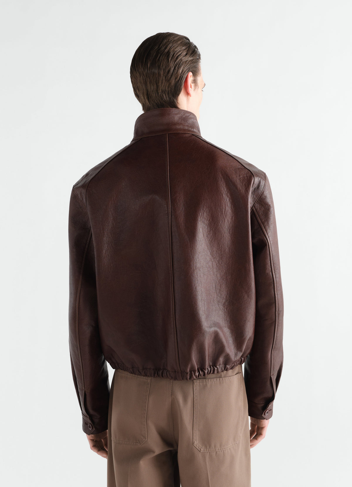 BLOUSON HARRINGTON EN CUIR DE VACHETTE BRILLANT