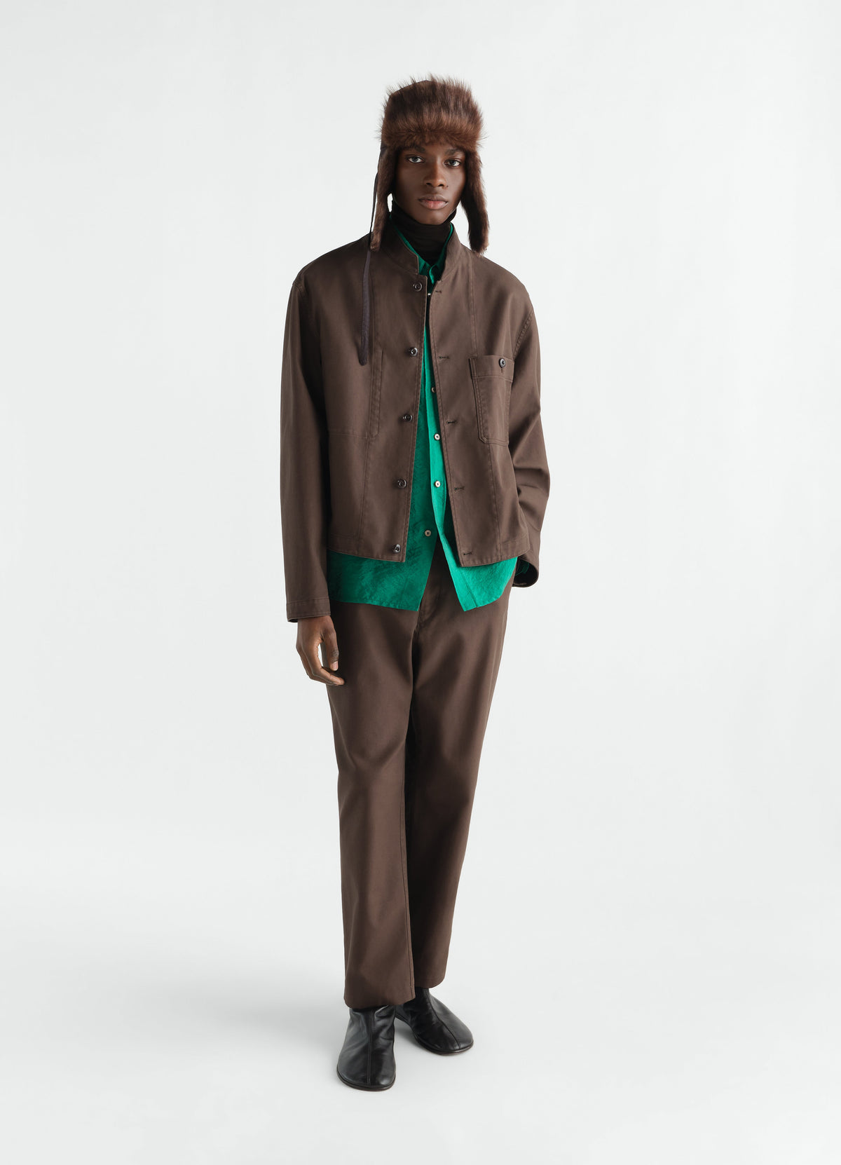VESTE À COL MONTANT EN SERGÉ DE COTON ÉPAIS